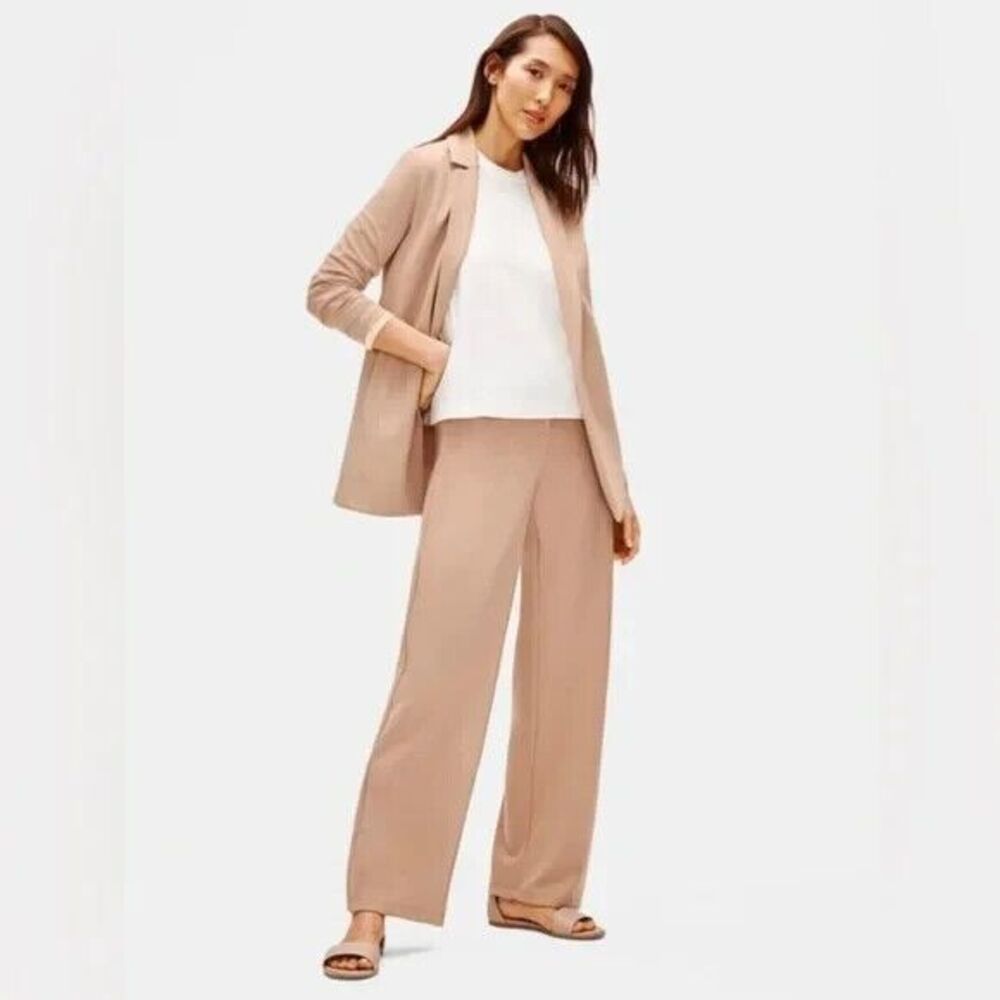 $298 Eileen Fisher Women Beige Bramble Notch Collar Ponte Jacket Blazer Sz PS - Picture 4 of 13